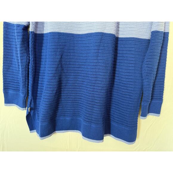 T By Talbots Tunic Sweater Womens Size Large Sporty Stripe Colorblock Blue - Picture 7 of 11